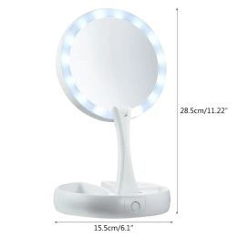 Mirrors DA13 Doublesided Desktop LED Makeup Mirror with Light Portable Folding Mirrors