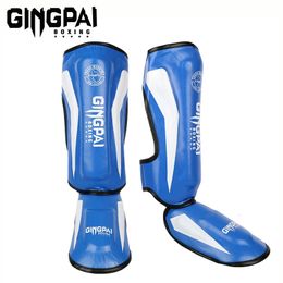 Thicker Boxing Shin Guards PU Leather Protection Leggings Equipment Martial Arts Muay Thai Leg Taekwondo Feet Ankle Protectors 240124