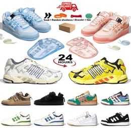2024 Hiking Footwear Bad Bunny Forum 84 Low Casual Shoes Men Women Buckle Cream Yellow Blue Tint Easter Egg Outdoor Sports Sneakers Mens