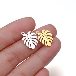 Charms 5Pcs/Lot Hollow Plant Stainless Steel Palm Leaf Pendants For Bracelet Necklace Jewelry Making Supplies DIY Accessories