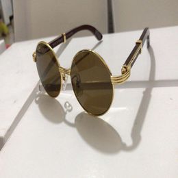 fashion mens Rimless sunglasses metal gold frame buffalo horn glasses men women vintage sunglasses with box green blue brown black2814