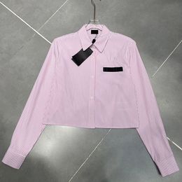 Letter Striped Women Shirt Blouses Elegant Charming Pink Blouses Tops Casual Daily Luxury Designer Shirts