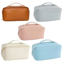 Storage Bags PU Leather Travel Toiletry Bag With Dividers Pouch For Bathroom