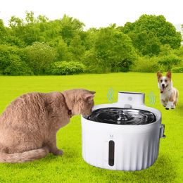 Feeders USB cable/Battery Operated Cat Water Fountain Smart Sensing Sensor Dog Dispenser Philtre Automatic Stainless Steel Pet Drinker 2L
