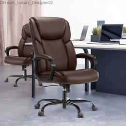 Other Furniture Executive Office Chair - Ergonomic home computer desk chair with wheels lumbar support PU leatheradjustable height and swivel Q240129