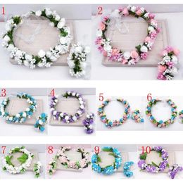 Hair Accessories Adult Kids Bohemian Flower Headband Wreath Floral Headpiece With Ribbon Wedding Festival Party