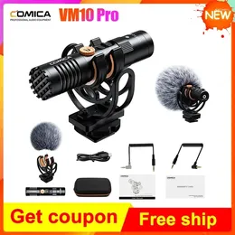 Microphones Comica VM10 Pro Sgun Microphone For Phone Camera With Shock Mount Gain Control And Deadcat Video Dslr Cam