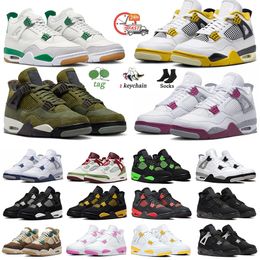 4 4s basketball shoes for men women Vivid Sulfur Cacao Wow Military Black Cat Pure Money Sail Red Cement White Oreo Cool Grey Hiking Outdoor mens sports sneakers