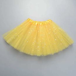 Skirts 2022 Kids Baby Star Glitter Dance Tutu Skirt For Girl Sequin 3 Layers Tulle Toddler Pettiskirt Children Chiffon yellow skirt