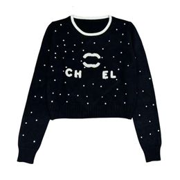 Channel Designers Sweater Top Quality Women's Jumper Knit Sweater Clothes Fashion Pullover Female Heavy Diamond Studded Full Diamond Letter Short Base Sweater