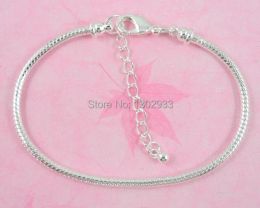 Bracelets 10 pcs /Lot Silver Plated Tone Lobster Clasp Snake Chain Charm Bracelets & Bangles For European Beads Jewellery DIY Sets PP02