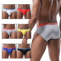 Underpants Men's Panties Contrast Colour Letter Low Waist 3D U Convex Close Fit Modal Double Layer Pouch Briefs Underwear