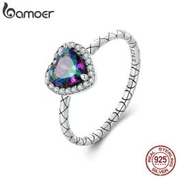 Rings Bamoer 925 Sterling Silver Vintage Heart Ring Retro Snake Pattern Adjustable Ring for Women Party Fine Jewelry Gift