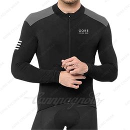 Men's T-Shirts GORE Cycling Wear Men Winter Jacket Wool Long Seve Top Thick Thermal Fece Bicyc Clothing Road Bike Jersey Warm ClothesH24129