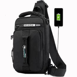 SUUTOOP Men Multifunction USB Shoulder Bag Crossbody Cross Body Sling Chest Bags Waterproof Travel Pack Messenger For Male 240119