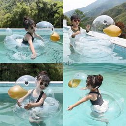 Other Pools SpasHG New Inflatable Swim Ring Cute Transparent Duck Swim Seat Ring for Infant Baby Kids Axillary Circle for Beginner 0-4 Age YQ240129