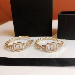 Designer de luxo diamante carta brincos estilo clássico high end alta qualidade jóias festa casamento presente noiva