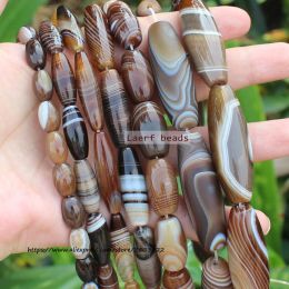 Lucite 650mm Natural Coffe Botswana Agate Coffe Color Stripe Agates Oval Beads 15"/38cm , for Diy Jewelry Making