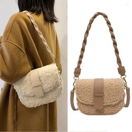 Evening Bags 2024 Trendy Shoulder Bag For Women Plush Lady Handbags Messenger Braided Belt Underarm Designer Purse Pouch Tote