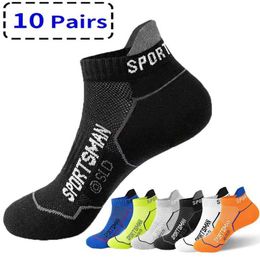 Sports Socks 10Pairs High Quality Men Ankle Socks Breathable Cotton Sports Socks Mesh Casual Athletic Summer Thin Cut Short Sokken Size 38-45 YQ240126