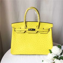 Wholesale Top Original party Home tote bags online shop Ostrich pattern leather leisure Womens bag fashion handheld Single Shoulder Have Real Logo