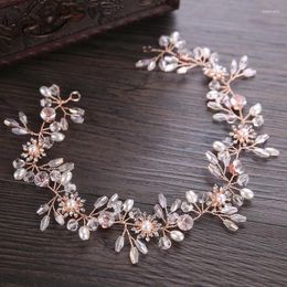 Headpieces Fashion Bridal Pearl Crystal Headband Women Hair Jewellery Wedding Tiara Gold Accessories Hairbands Flower Headdress Ornament