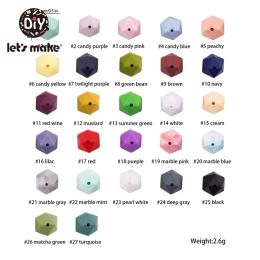 Alloy Let'S Make 14Mm 50Pc Silicone Teethers Chewable Beads For Baby Teething Food Grade Silicone Diy Jewelry Accessories Hexagon Bead