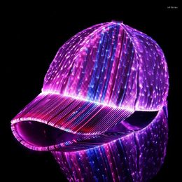 Ball Caps LED Glowing Changing Colour Hat Luminous Baseball With Lights Neon Fibre Optic Hiphop Cap Bar Costume