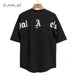 Maglietta Palms Angel T-shirt da uomo Camicia estiva firmata Maglietta da uomo Bianco Nero Stampa T-shirt Abbigliamento Spray Lettera Manica corta Camicia Palmangel Anime 2024 749