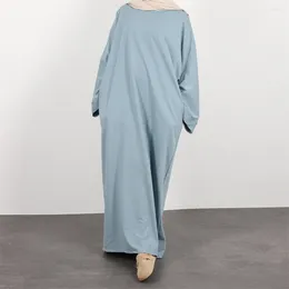 Ethnic Clothing Muslim Women Abaya Pockets Casual Long Maxi Dress Turkey Dubai Kaftan Arab Robe Islamic Solid Color Femme Jalabiya Gown