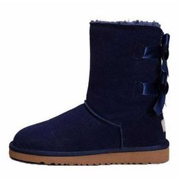 Hot winter Designer boot Women Snow boots Comfy Australia Booties Suede Sheepskin short mini bow khaki black white pink navy outdoor sneakers