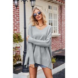 Designer women's clothing Autumn/Winter New Women's V-neck Large ladies Fashion Knitwear Sexy Pullover Sweater print sweaters cardigans for women cardiganISIH