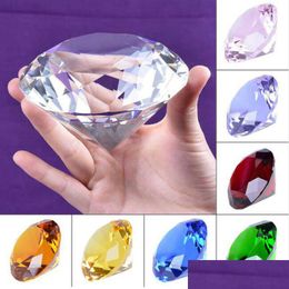 Arts And Crafts Huge 100Mm Crystal Glass Diamond Paperweight Quartz Home Decor Fengshui Ornaments Birthday Wedding Party Souvenir Gi Dhfbr
