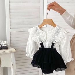 Clothing Sets 2024 Spring Toddler Baby Girls Clothes Suit Long Sleeved Cotton Solid Color Shirt Jumpsuit Infant Girl Set