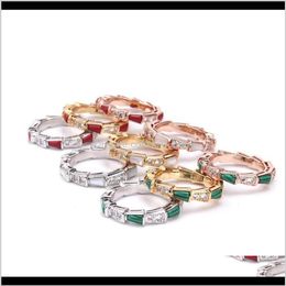 Band Rings Jewellery Drop Delivery 2021 European And American Versatile Creative Snake Bone Temperament Microinlay Zircon Shell Gree284J