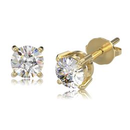 3mm-8mm Bling Moissanite Stone 925 Sterling Silver 14K Gold Plated Round Earrings Studs for Men Women Nice Gift327D