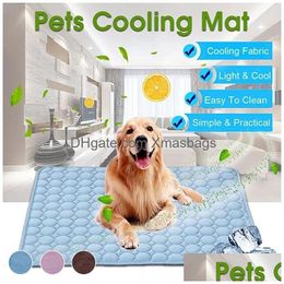 Kennels Pens Dog Pad Cooling Summer Dogs Pades Cat Blanket Sofa Breathable Pet Bed Washable Small And Medium Drop Delivery Home Ga Dhjmv