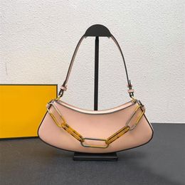 Half Moon Axillary Clutch Bag O'Lock Swing Handbags Purse Genuine Leather Double Handle Zipper Closure Fashion Letetrs Women 304k