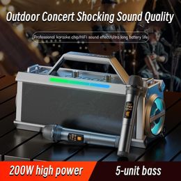 Outdoors Bluetooth Sers Family KTV Singing Audio WIth Wireless Two Microphones Karaoke Machine 200W Power Shocking Bass 240126