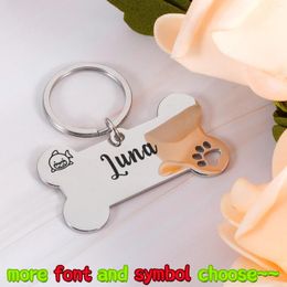 Dog Tag Personalised Pet Name Tags Shiny Steel Choose Font Symbol Kitten Puppy Anti-lost Collars Collar For Dogs Cats Nameplate