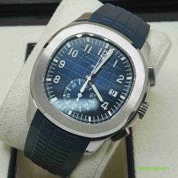 Luxury Pateksphilipes Watches Aquanauts 5968G-001 Men's Wristwatch Mechanical Automatic Watch White Gold Blue Dial