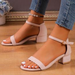 Sandals Summer Women Sandal Fairy Style Chunky Heel Open Toe Dress Luxury Design Heels Sexy Leather Strap Buckle Office Roman