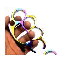 Brass Knuckles Weight About 154G Chromatic Colour Thick Steel Knuckle Dusters Self Defense Personal Security Women Drop Delivery Spo Dhzxf