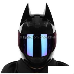 Motorcycle Helmets Helmet Men Women Casco Moto Ear Personality Fl Face Motor Motocross Capacete Casque Black Drop Delivery Mobiles M Dhkoc