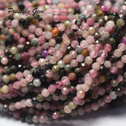 Alloy Meihan Natural (5 strands/set) colorful tourmaline 2mm faceted round handmade loose beads for jewelry making design DIY