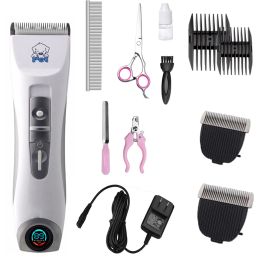 Clippers Professional CP9600 Pet Electric Shaver LCD Display Cat Dog Trimmer Grooming Haircut Machine Silver Rechargeable Dog Clipper