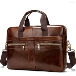 Briefcases Executive Briefcase Bag For Men Office Vintage Leather Laptop Handbags Luxury Designer Business Messenger Shoulder