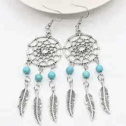 Dangle Earrings Retro Feather Drop Earring Bohemia Women Boho Jewellery Orecchini Blue Beads Ear Bijoux