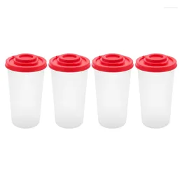 Storage Bottles 4 Large Salt And Pepper Shakers Moisture Proof Shaker With Red Covers Lids Plastic Airtight Spice Jar Dispenser