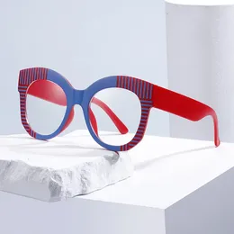 Sunglasses Frames Women's Cat's Eye Stripe Extra Large Glasses Frame Fashion Retro Trendy Goggles 2024 Optical